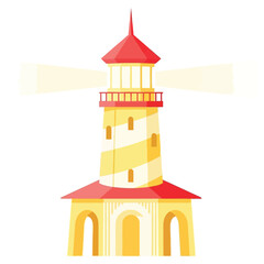 Fototapeta premium vector illustration of a lighthouse shining a beam of light, symbolizing guidance and safety for veterans on Veterans Day.