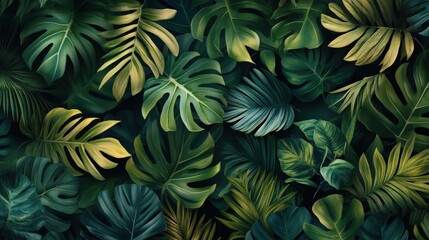 Tropical leaf pattern on a dark background.