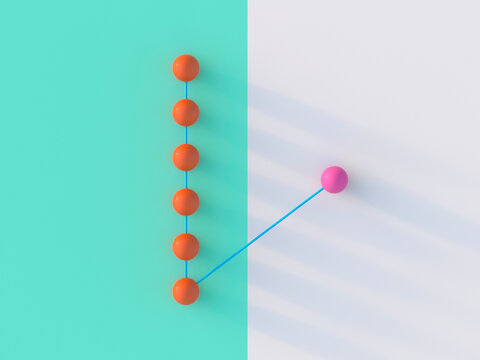 3d rendering of symbolic balls network showing strategy and solution
