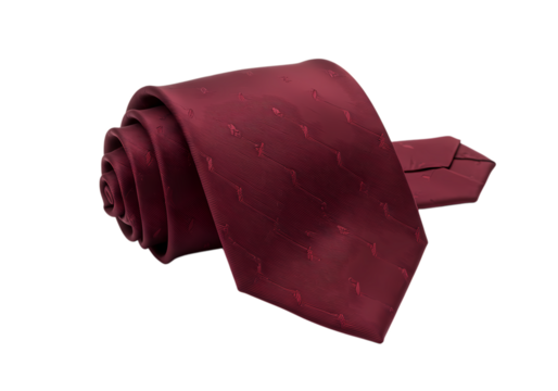 Burgundy Silk Necktie with Paisley Pattern Mens Formal Accessory Elegant Design Wedding Tie isolated on transparent background