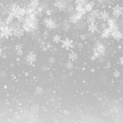 White snowflakes gently drift down against a transparent background, creating a soft winter mood. Various shapes add natural variation to the snowfall effect. Great for winter-themed graphics. PNG