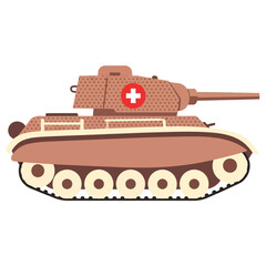 vector illustration of a military combat tank with a medical cross symbol for honoring Army veterans on Veterans Day.