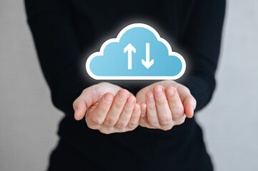 Cloud technology and data storage, networking and internet service concept  
