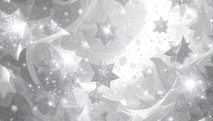Abstract silver stars on a light gray background