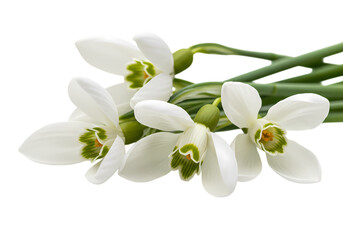 Stunning Snowdrop Flowers CloseUp Photography of Delicate Spring Blooms isolated on transparent background