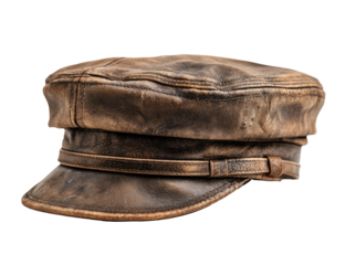 Distressed brown leather cap