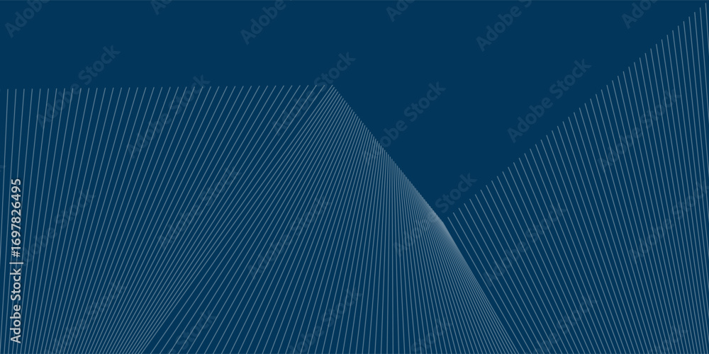 Poster a sleek blue abstract background with converging lines and smooth gradients. the dynamic design and 