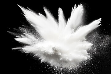 White powder explosion against black background
