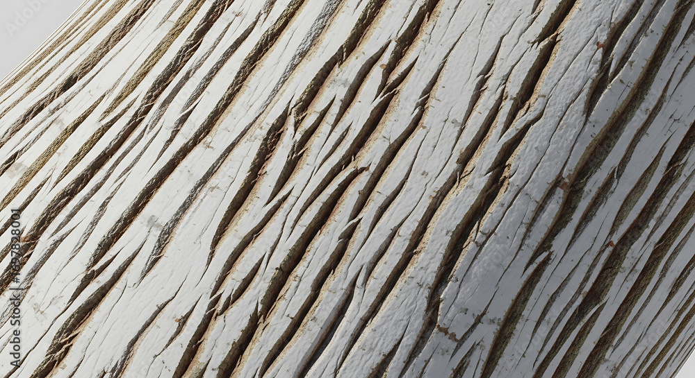 Poster Close-up view of textured cracked paint revealing layers of color and material details creating abstract patterns and visual interest