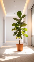 Modern hallway with a plant