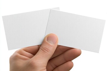 Hand holds two blank business cards