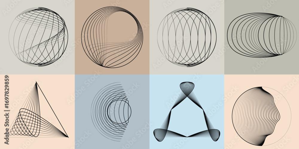 Poster lines in circle form .rotate rounded shape vector .rotating dots form a circle .rotating and linear 