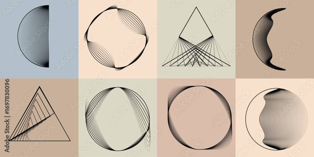 Poster lines in circle form .rotate rounded shape vector .rotating dots form a circle .rotating and linear 