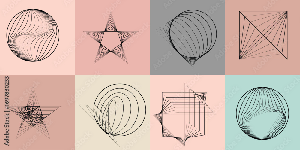 Poster lines in circle form .rotate rounded shape vector .rotating dots form a circle .rotating and linear 