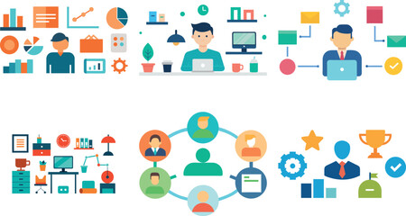 Startup Growth, Project Planning and Strategy Vector Illustration Collection