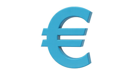 Obraz premium Bright cyan 3d euro symbol currency sign isolated on transparent background
