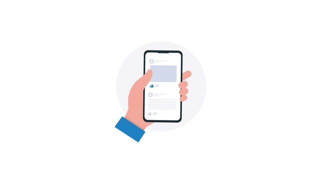 4k Hand Scrolling Through Social Media Concept Animation Video 