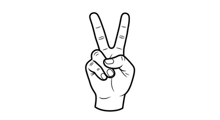 Hand Gesture Peace Sign Victory Symbol Two Fingers.