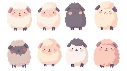 Vector illustration of sheep and lamb, farm animal design on white background