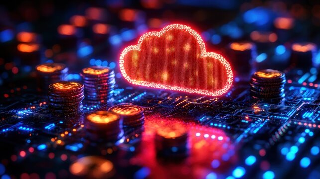Cloud computing concept on circuit board