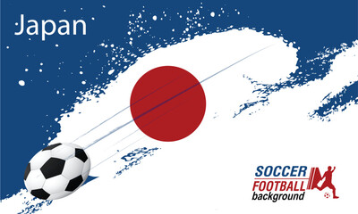 Football or soccer abstract background from paint brushes. Soccer Template design, soccer banner template, japan flag abstract, Brush texture grunge, football cup.eps10