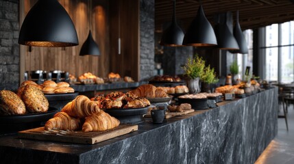 Fototapeta premium High-end bakery cafe with Scandinavian interior
