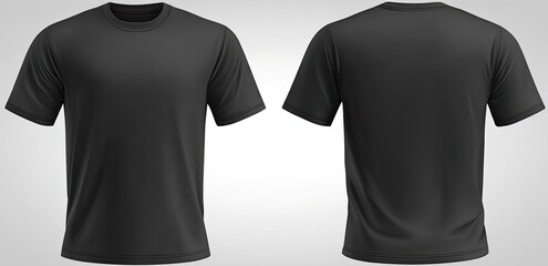 Front and back view of a dark gray blank t-shirt