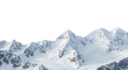 Obraz premium Majestic snowcapped mountains dramatically rise against a bright winter sky. AI Generated