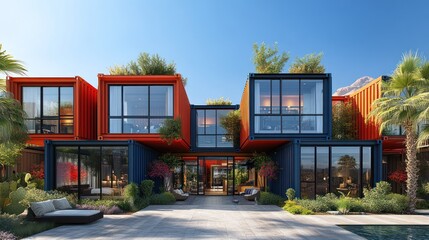 Colorful shipping container homes