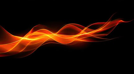 Abstract fiery, wavy lines on black background