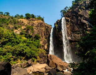 Majestic waterfall cascading down rocky cliffs (2)
