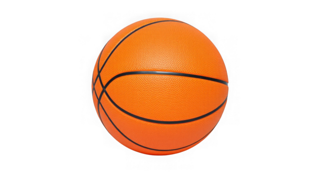 A single orange basketball with black lines isolated on a black background in a studio shot