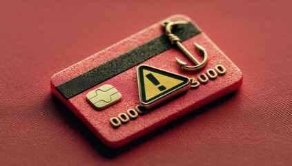 Credit Card Concept Illustrating Online Security Risk with Warning Symbol