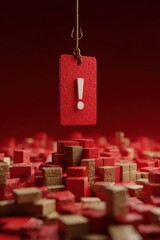 Red gift boxes with exclamation symbol creating visual emphasis and warning