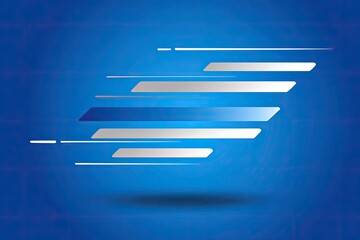 Abstract graphic with layered, light-blue and silver rectangles on a deep blue background