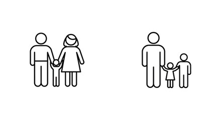 Obraz premium simple line drawings depict family structures with adults and children