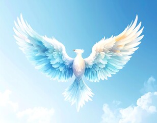 Majestic white dove in flight