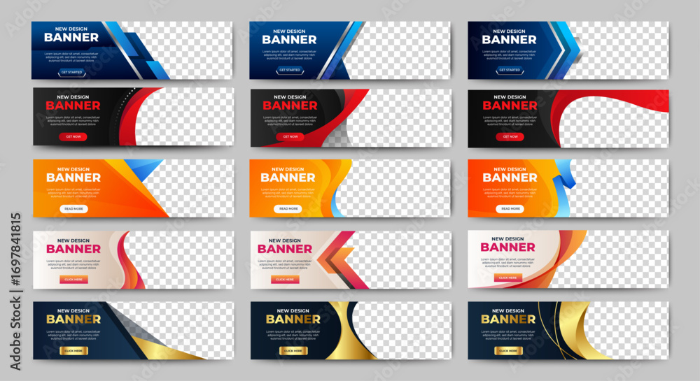 Poster big set of horizontal business banner templates. modern technology design, abstract background layou