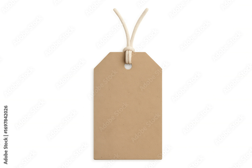 Poster cardboard price tag hanging from a string, isolated on transparent background, ready for customizati