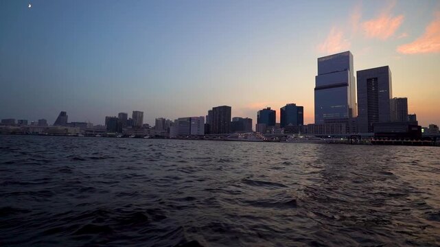 Scenery of Tokyo Bay seen from a boat.(30fps)