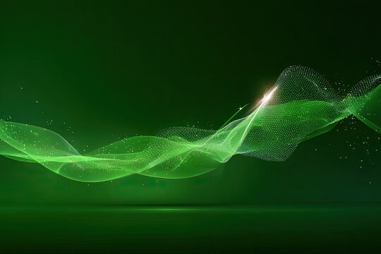 Abstract green wave, digital, flowing