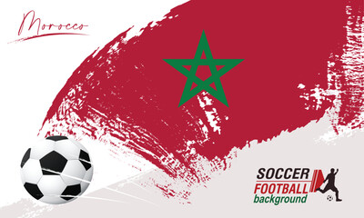 Football or soccer abstract background from paint brushes. Soccer Template design, soccer banner template, morocco flag abstract, Brush texture grunge, football cup.eps10