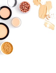 Makeup products arranged on white background (1)