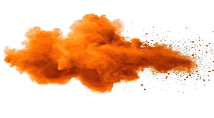 Orange ink explosion on white background