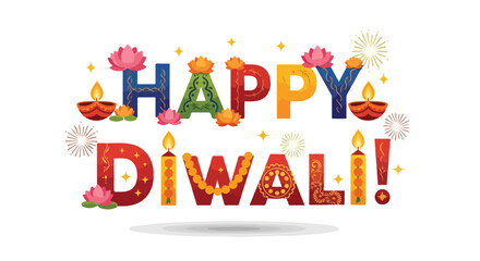 Fototapeta premium Festive Happy Diwali Celebration Design with Decorative Elements and Vibrant Colors for Greeting Card or Banner Happy Diwali Celebration Design