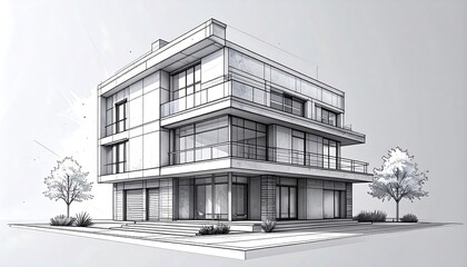 Modern house architectural drawing