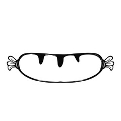 Hand Drawn Black and White Sausage Breakfast Meal