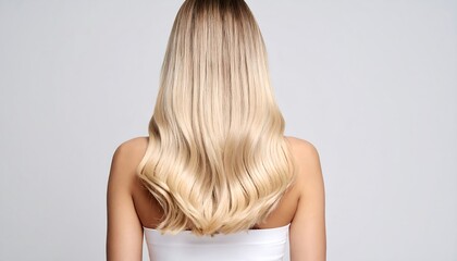 Obraz premium Blonde wavy hair, back view