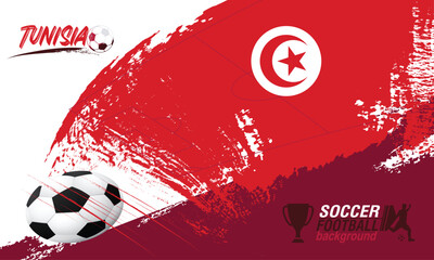 Football or soccer abstract background from paint brushes. Soccer Template design, soccer banner template, Tunisia flag texture grunge football cup, Brush texture grunge, football cup.eps10