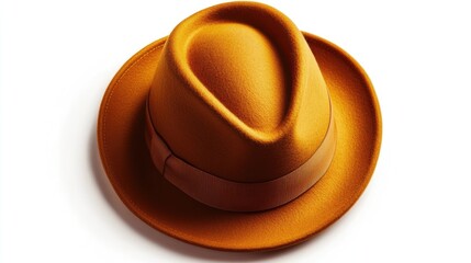 Golden fedora, smooth brim, subtle tan band